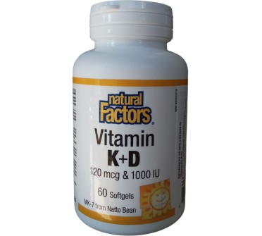ВИТАМИН К2/MK-7/+Д3 120мкг/1000IU х 60 капс. NATURAL FACTORS